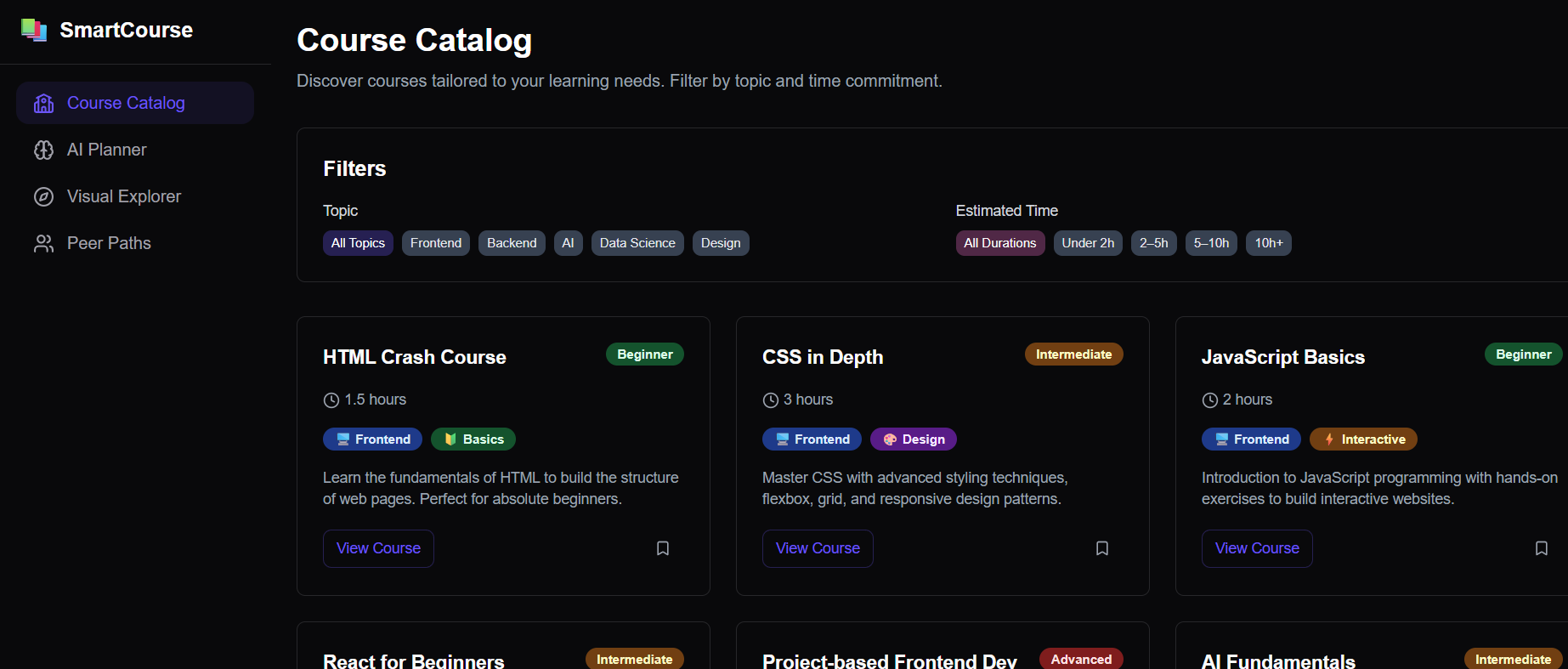 SmartCourse - Course Catalog